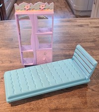 BARBIE DOLL BED AND WARDROBE