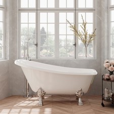 Traditional Victorian Freestanding Slipper Bath 1600mm with Chrome Claw Feet