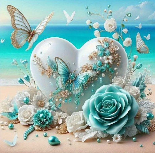 Beach butterfly scene diamond - butterfly,