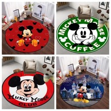 Round Floor Rug Carpets Bedroom Chair Mat Doormat Disney Mickey Minnie Mouse