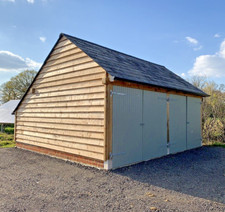 Full Oak Frame Two Bay Garage, Catslide Gable Eaves | 5.8m x 4.95m
