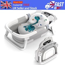 Baby Bath Tub Foldable Collapsible Toddler Bathtub with Bath Support Cushion Mat