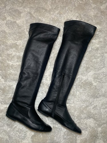 Zara black flat leather - zara, over