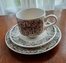 Broadhurst Ironstone "Tudor Village" Trio - Cup, Saucer & Plate - Cottage Design