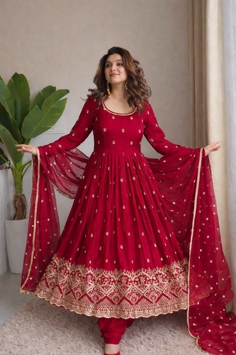 Women anarkali pure cinon silk - women,