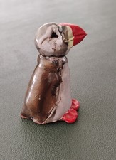 Studio Art Pottery Puffin Bird Ornament Small Figurine Hand Painted