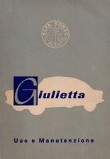 Manual Reproduction Use And Maintenance Alfa Romeo Giulietta 1 Series 1955-1965