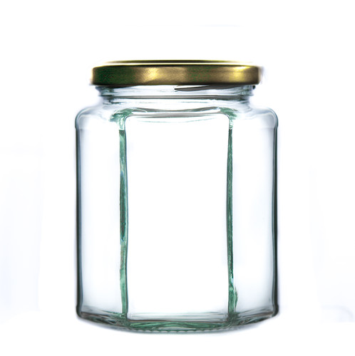 Hexagonal glass jam jars - glass,