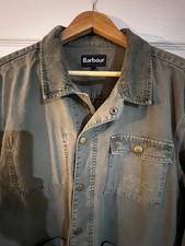 Barbour Men’s Shirt Jacket Olive Military Style Large Excellent Condition