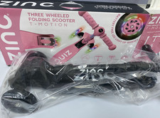Zinc T-Motion Foldable Light Up 3 Wheel Scooter Black 3+ New