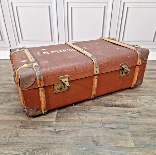 Vintage canvas travel trunk - canvas,