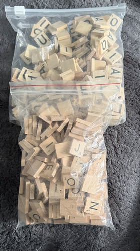Two bags wooden scrabble - two,