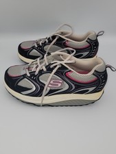 Sketchers Shape Ups Women's Walking Shoes Size  7.5 Navy Silver Pink 11806 NVSL