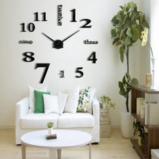 Unique 3D DIY Large Wall Clock Mirror Big Watch Sticker Office Home Decoration