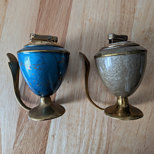 Pair vintage metal table - vintage,