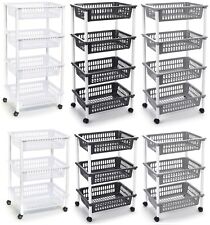 3 4 Tier Kitchen Storage Trolley on Wheels Fruit Vegetable Organiser Basket Cart
