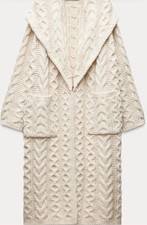 BNWT ZARA LONG CABLE-KNIT COAT
