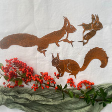 Set of 3 Rusty Metal Squirrel