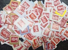 100 x 1st Class Red Unfranked Security+* Stamps On/Off Paper Obsolete Craft