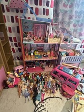 Barbie House Bundle Large Job Lot with 32 Dolls, Furniture,and Barbie Campervan