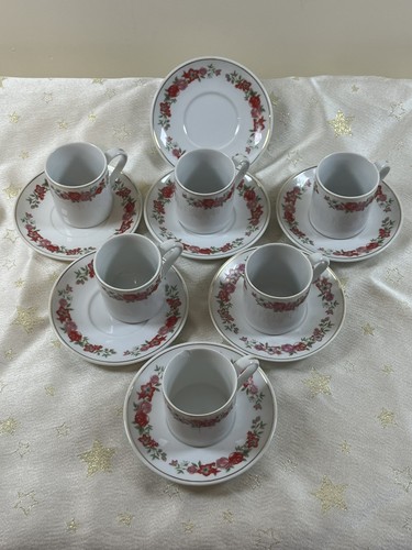 Red floral 95ml espresso - 6x,