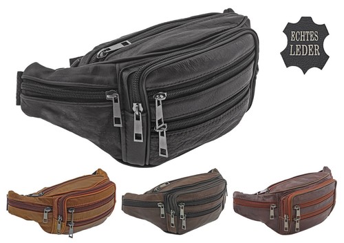 Leather bum bag black - leather,