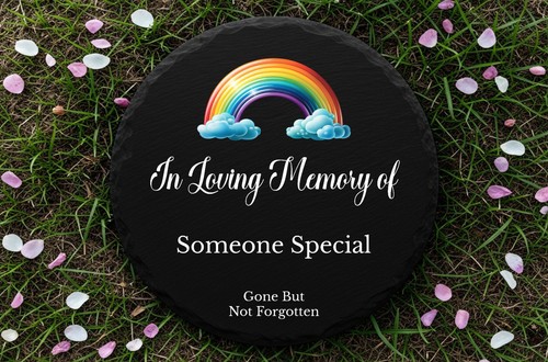 Round slate memorial - slate, grave