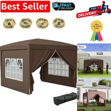 3x3m Coffee Pop-Up Gazebo, Outdoor Tent with UV-Blocking Awning and Stability