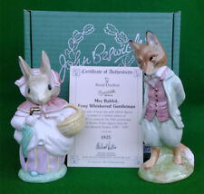 BESWICK BEATRIX POTTER - MRS RABBIT & FOXY WHISKERED GENTLEMAN - GOLD EDITION.
