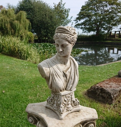 Stone garden athena lady bust - garden,
