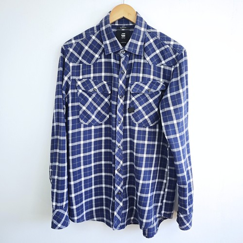 Star raw blue check shirt - g-star,