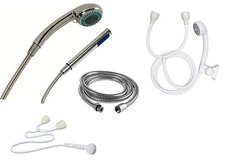 Chrome/Rubber Shower Head & Hose Push On Tap Bath Connector Hose Bathroom Pipe 