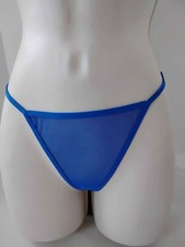 Women's XXL Sexy String Thong Panties Cobalt Blue Semi Sheer Fits 34-35" Waist