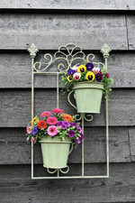 Green 2 Pot Metal Wall Planter