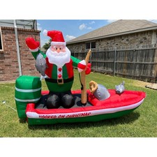 Gemmy Air Blown 8' Santa Fishing In Boat Light Up Inflatable Christmas Decor