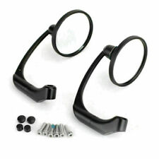 Moto L-Bar Round Rear View Mirrors Cafe Racer Pair 8mm 10mm Universal BK T9