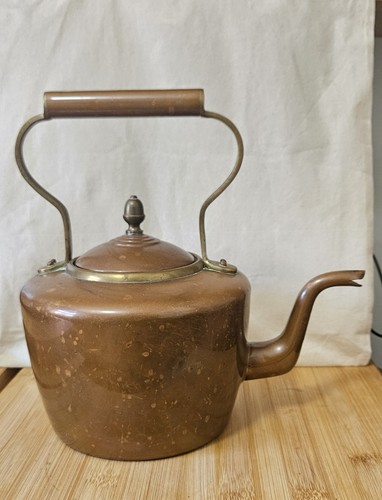 Brass copper kettle victorian - brass,