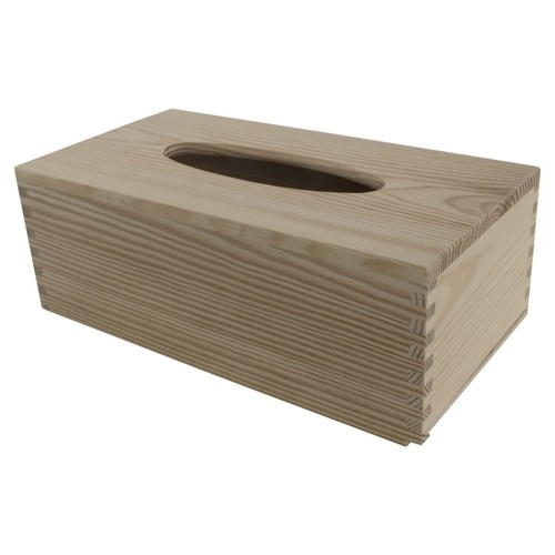 Rectangular wooden tissue box - wooden,