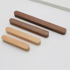 Walnut Beech Wooden Cabinet Pull Handles Wood Cupboard Drawer Door Knobs  Screws