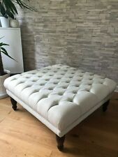 large buttoned footstool linen oatmeal  BOSTON99100   80cm /80cm /h40cm