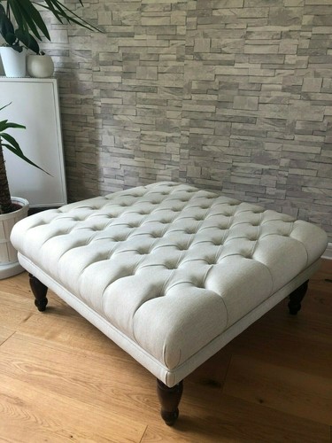 Large buttoned footstool - buttoned,