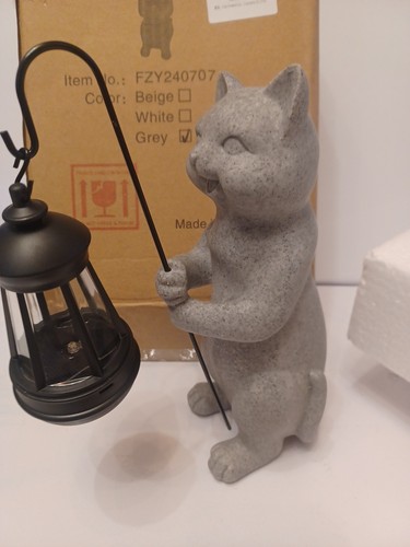 Solar cat statue with led - cat,