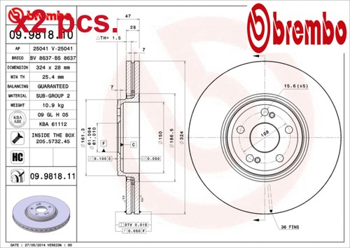 Pcs front brake disc set - front,