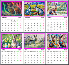 Hares 2026 Calendar A4 Planner Wall Calendars Gift Birthday Xmas Hare Magical Uk