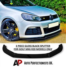 VW Golf MK6 R20 R Gloss Black Front Splitter Spoiler Lip Body Kit Bumper 08 - 13