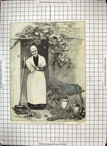 Old print lady - old,