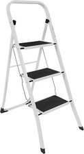 NEW! Foldable 3 Step Ladder Stepladder Non Slip Tread Safety Steel