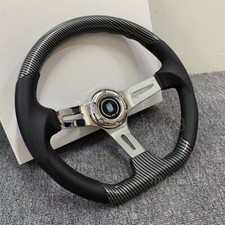 JDM Car Styling Wooden Steering Wheel Classic D Shape Design Carbon Look 340MM