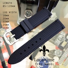 Black Silicone Rubber Tyre Wheel Tread Watch Strap - Fit Chopard Mille Miglia