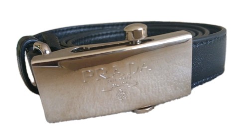 Prada slim black leather belt - prada,